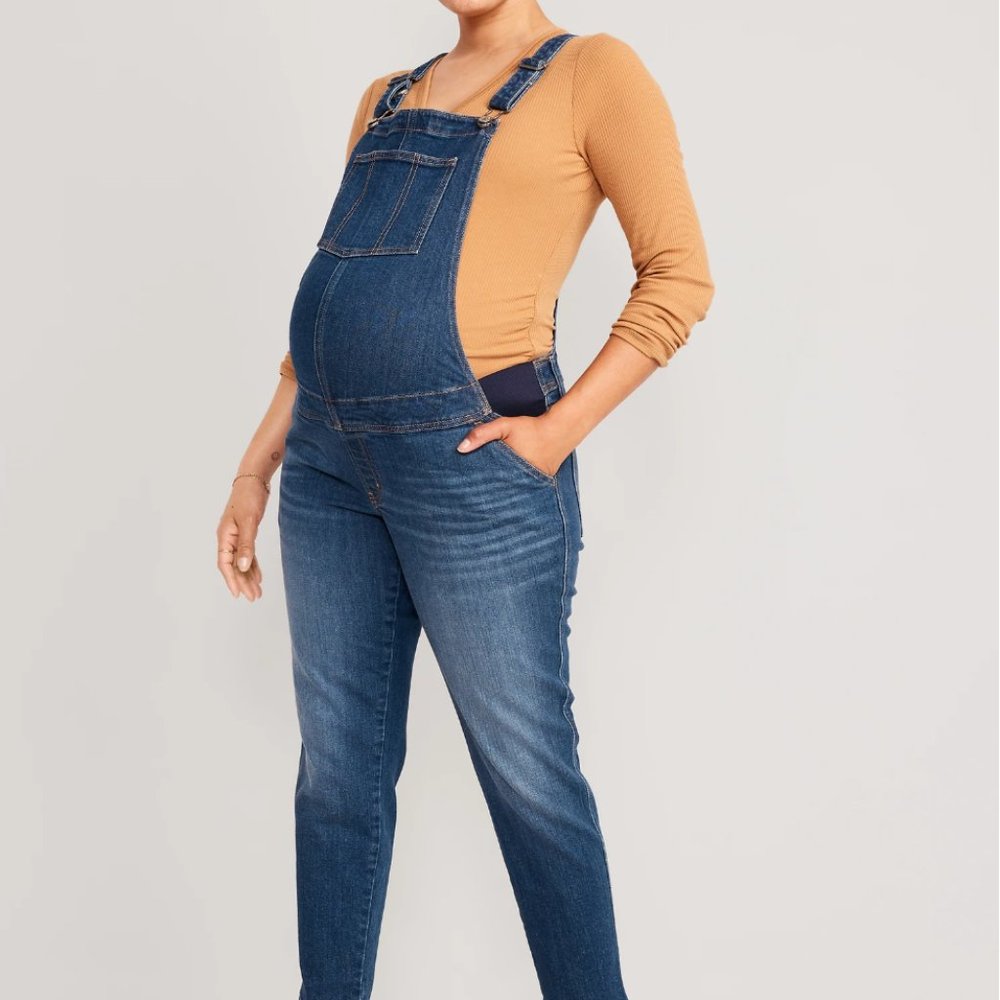 Old Navy Maternity Side-Panel Jean Overalls Color - Nikita (6 Regular)